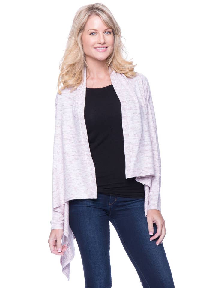 Space Farvet åben Cardigan Sweater - Hvid/Plum for engroshandel hos Tocco Reale