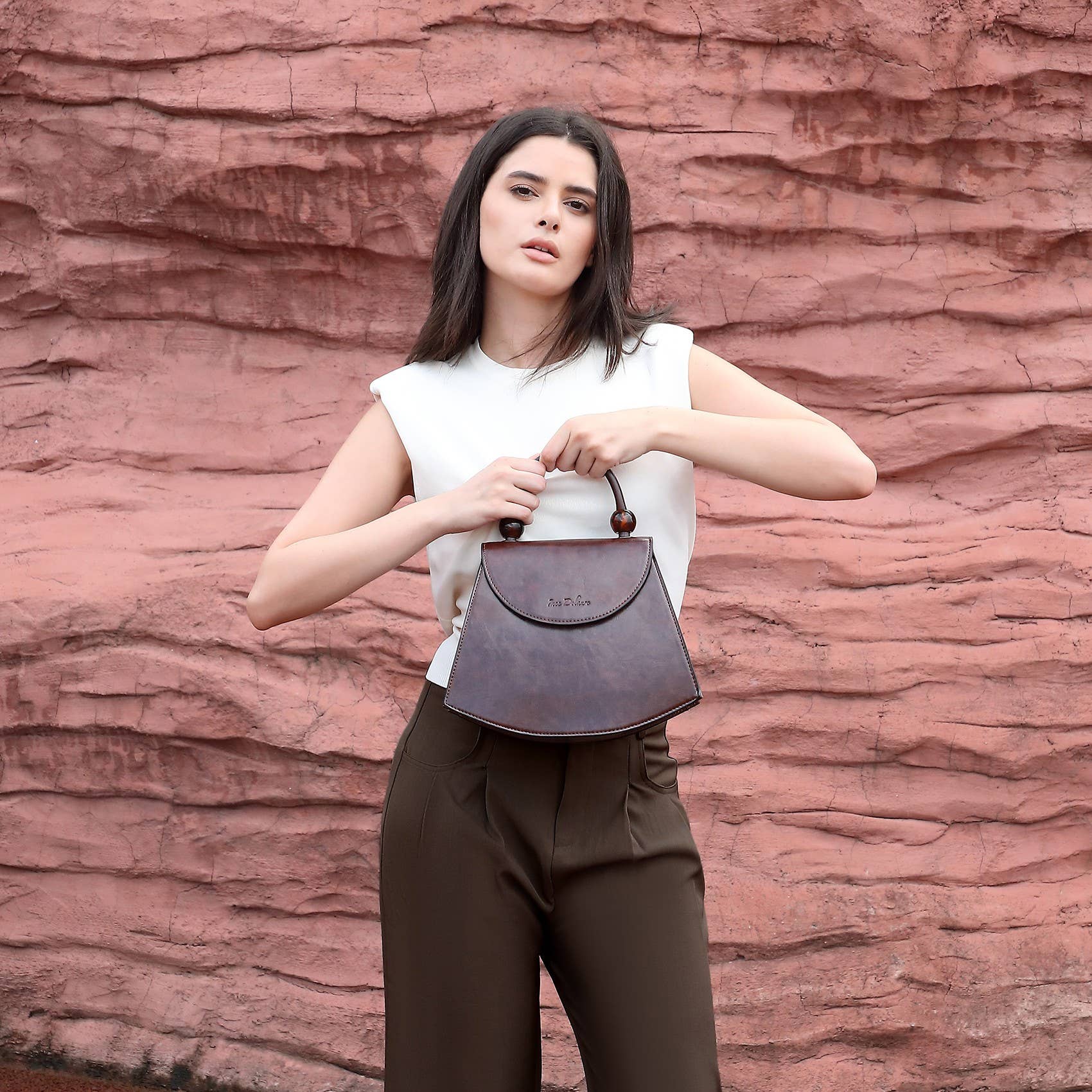 INES DELAURE - Wholesale Top Handle Bag - Women's - Handbag with magnetic flap4