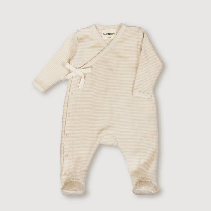 Finch & Fable - Wholesale Jumpsuit - Baby - Wool Rib Footie - Oat Stripe