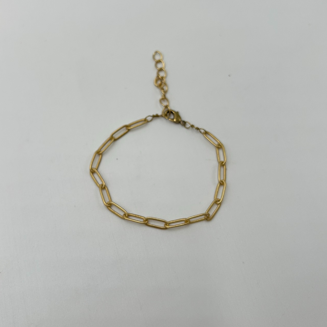 Seeds - Wholesale Link & Chain Bracelet - Matte Gold Paperclip Chain Bracelet0