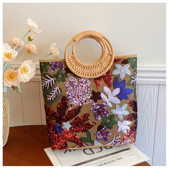 NARWEY INC – wholesale Tote bag – Women's – 1Pc High-End Glitter Straw Woven Tote Bag For Summer9