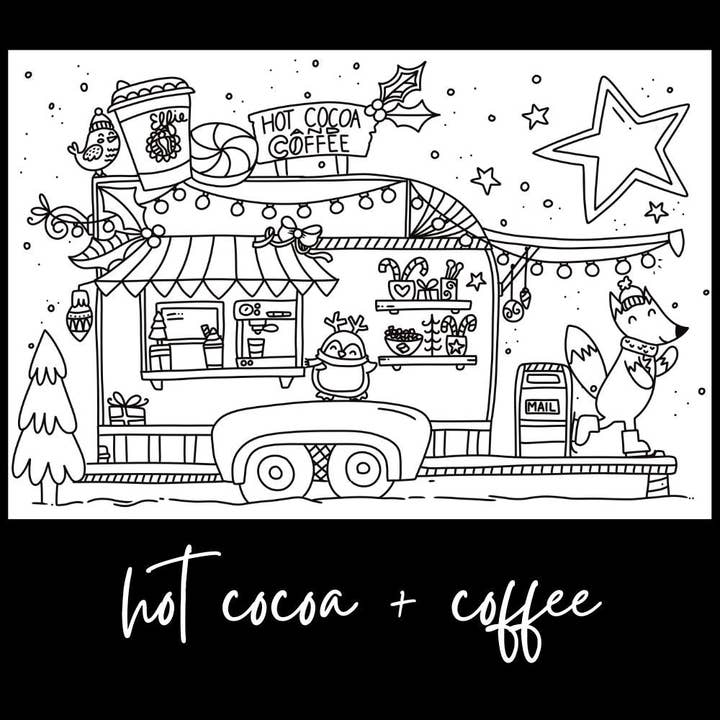 Hot Cocoa + Coffee – Giant Coloring Page (24x36") for wholesale by Tons of Hues