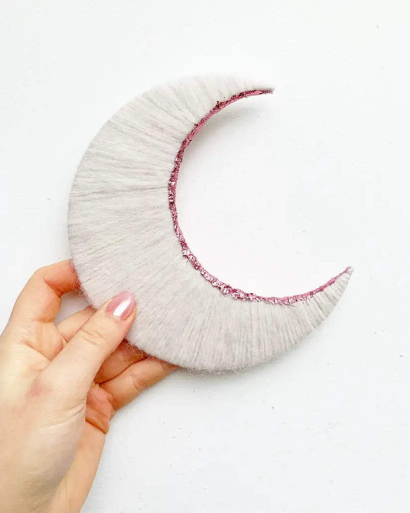 The Cosmic Workroom – wholesale Wall Accent – White & Pink Crescent Moon Wall Hanging1