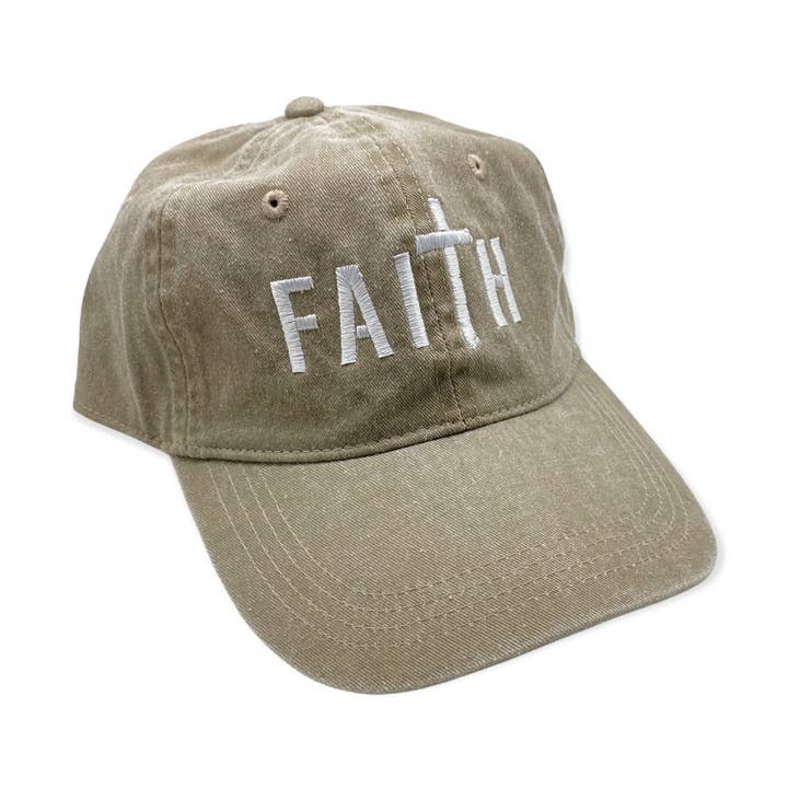 Faith Baseball Hat - Khaki (Pakke med 4) for engroshandel hos Never Lose Hope Designs