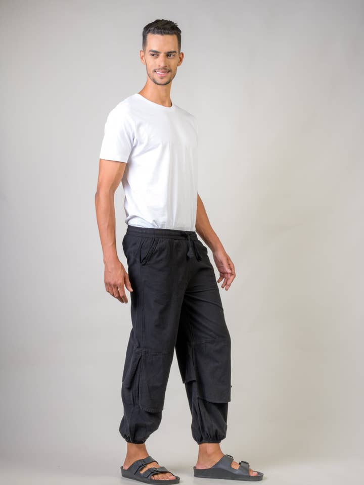 Black Rhea Pocketed Harem Pants for wholesale on Faire2