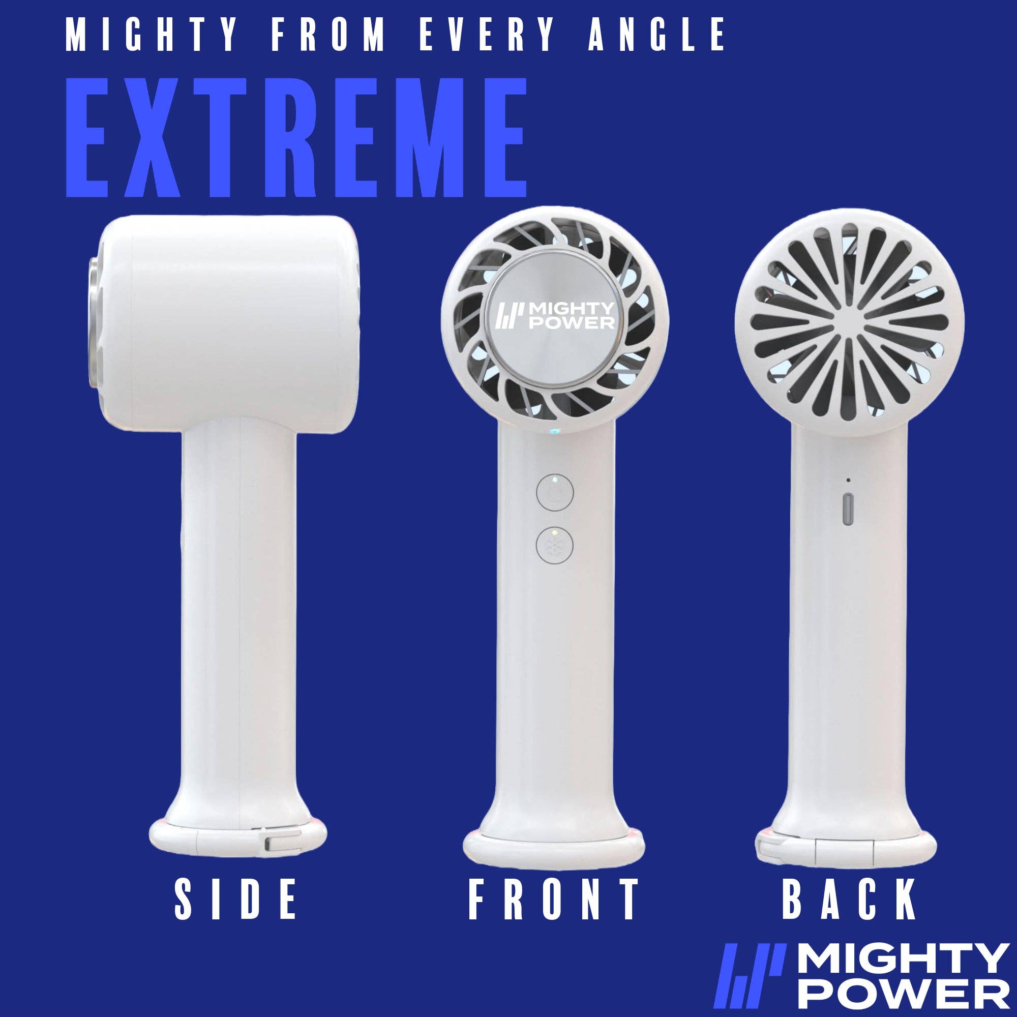 ShopBobbys - Wholesale Handheld Electric Fan - MIGHTY POWER Rechargeable AC Ultra Cooling Handheld Fan, White, 6.5 Inches6