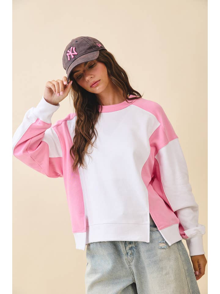 AEMI + CO - Wholesale Sweatshirt - Women's - 9106FK Colorblock Terry Pullover Sweatshirt13