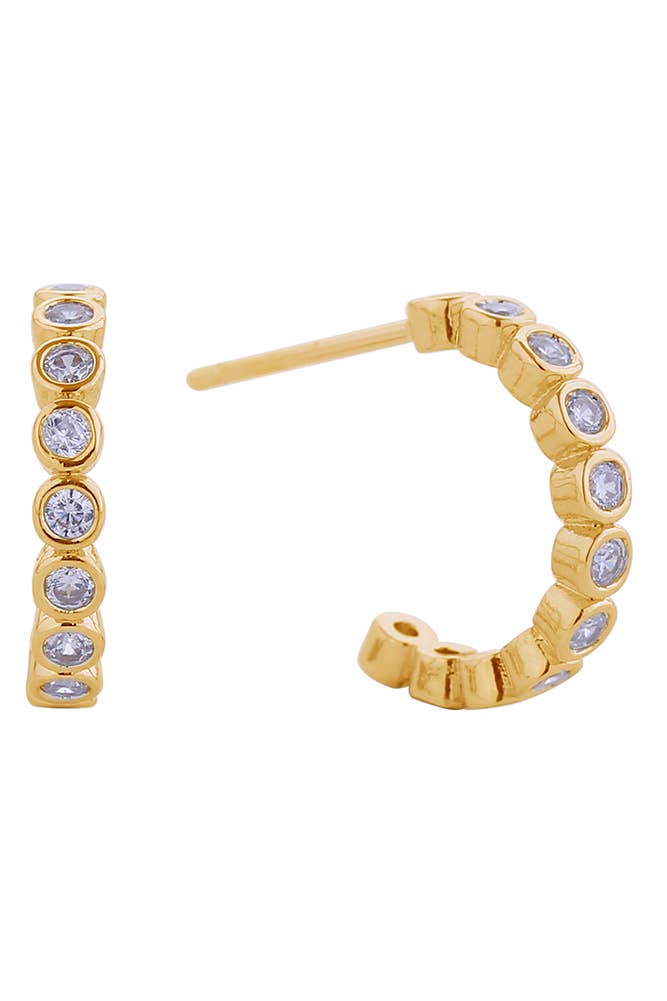 Hana - Wholesale Hoop Earrings - 14K Link Round CZ Hoop Post Earring3