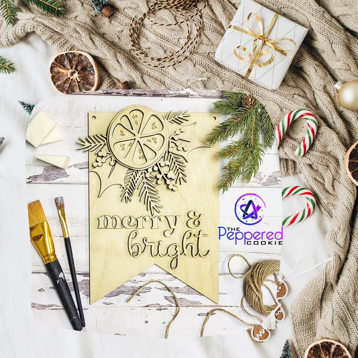 Home Decor - Hygge Merry and Bright Sign UNFINISHED for wholesale by The Peppered Cookie