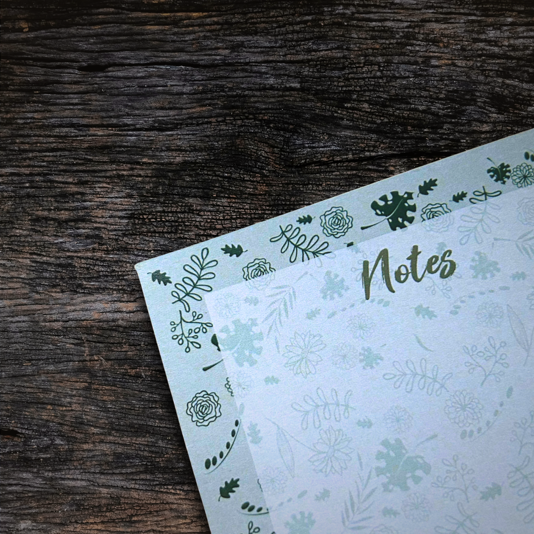 Write Your Story – wholesale Notepad – Green Floral DL Notepad3