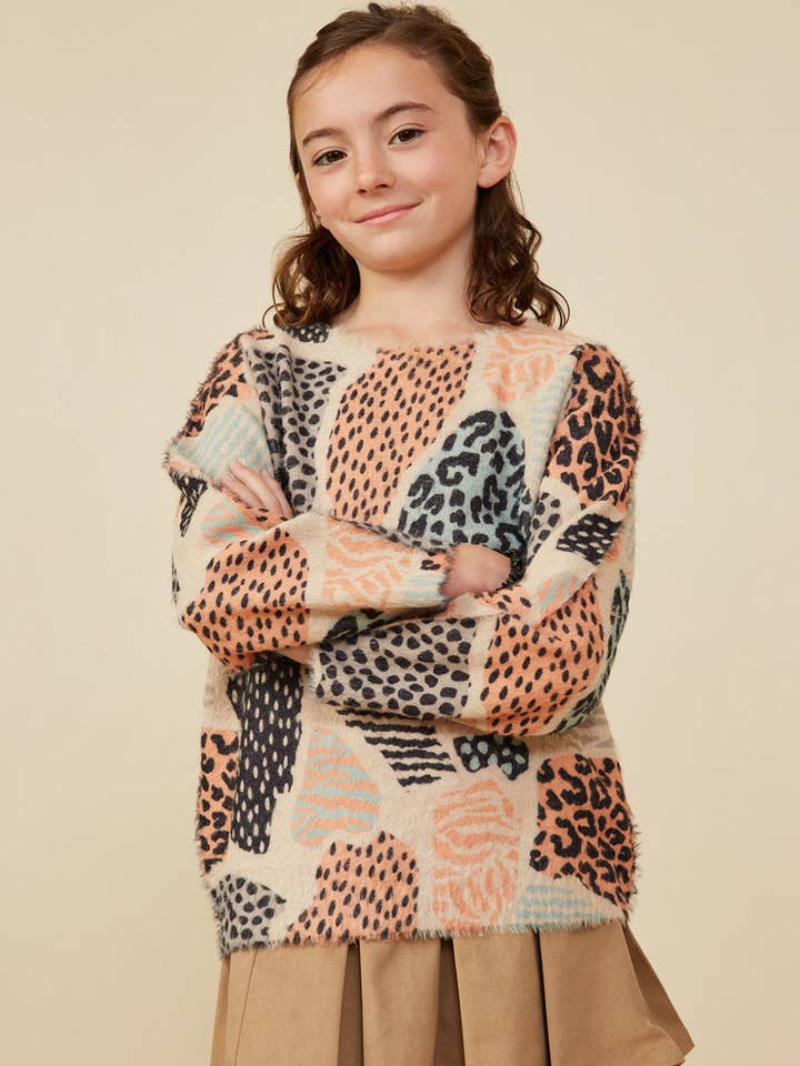 Jersey de leopardo abstracto con textura borrosa para niña para venta al por mayor de Hayden LA