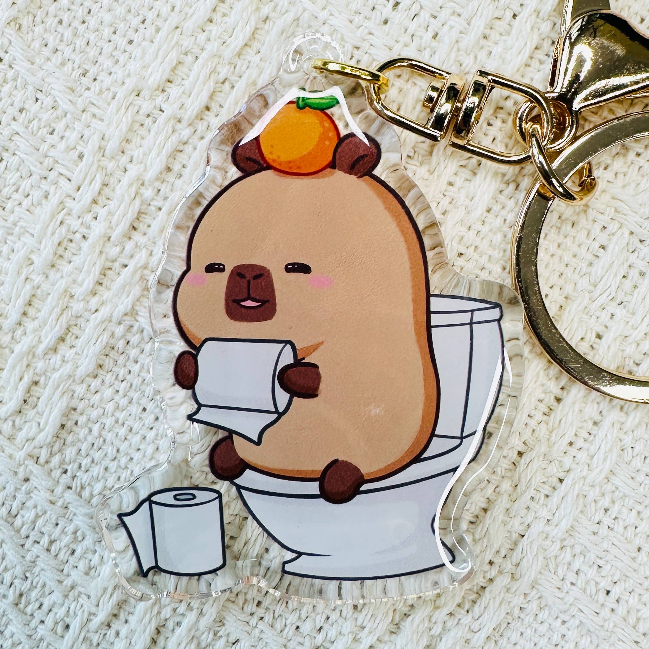 CapyFun - Wholesale Keychain - Women's - Capybara Acrylic Keychain Cute Kawaii Dumpling Boba Tea Coffee Ice Cream Reading Orange Ramen Foodie Hot Pot Holiday Gift For Her6
