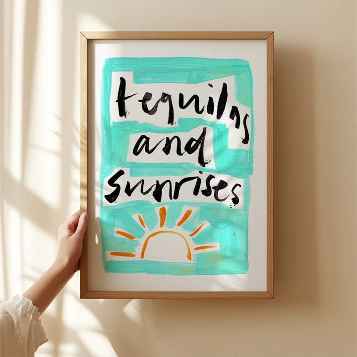 Tequilas and Sunrises Hand Painted Art Print for wholesale by Natalie Cass Art
