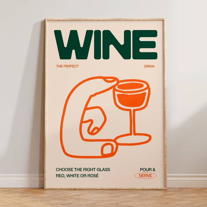 Wine Hand Drawn Print for wholesale by Lune Club