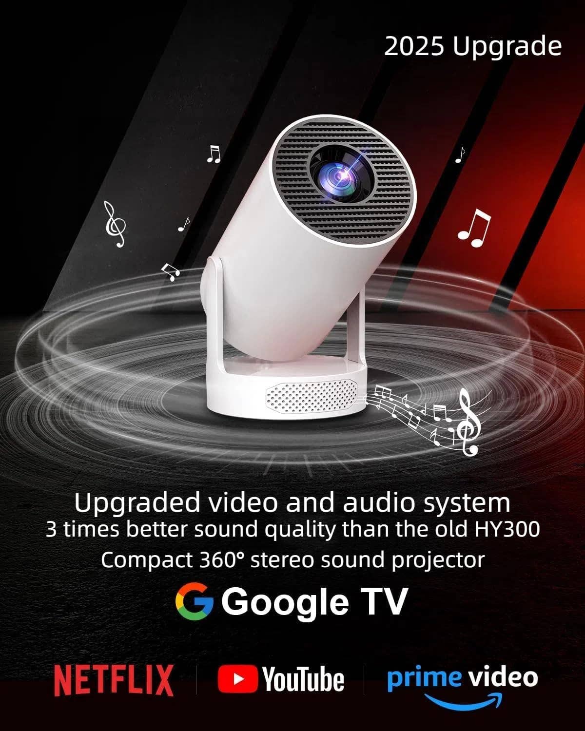 Infinite Basics - Wholesale Speakers - Pro Mini Portable Smart Projector with Android 13, Full HD, WiFi 6, Bluetooth 5.0, Built-in Apps for Netflix & YouTube – Works with Phone, Laptop, TV, HDMI, PS52