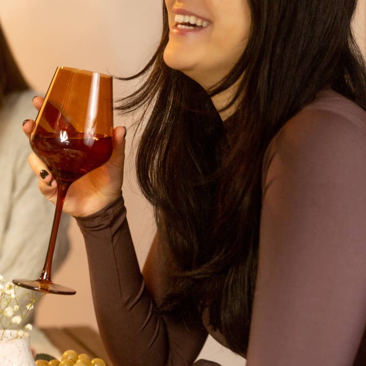 Saludi Glassware - Wholesale Wine Glass - Dark Orange Leaf Color Wine Glasses