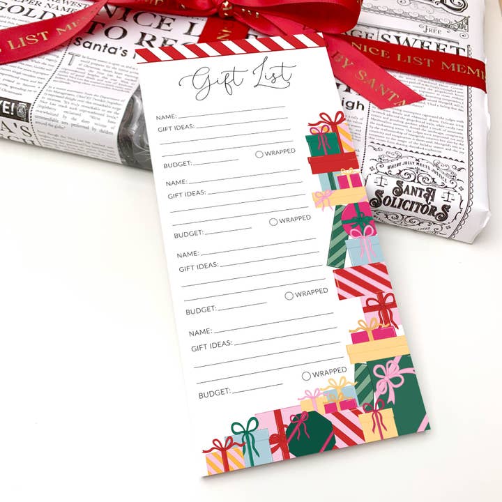 Black Bow Studio – wholesale Notepad – Christmas Present Gift List Notepad1