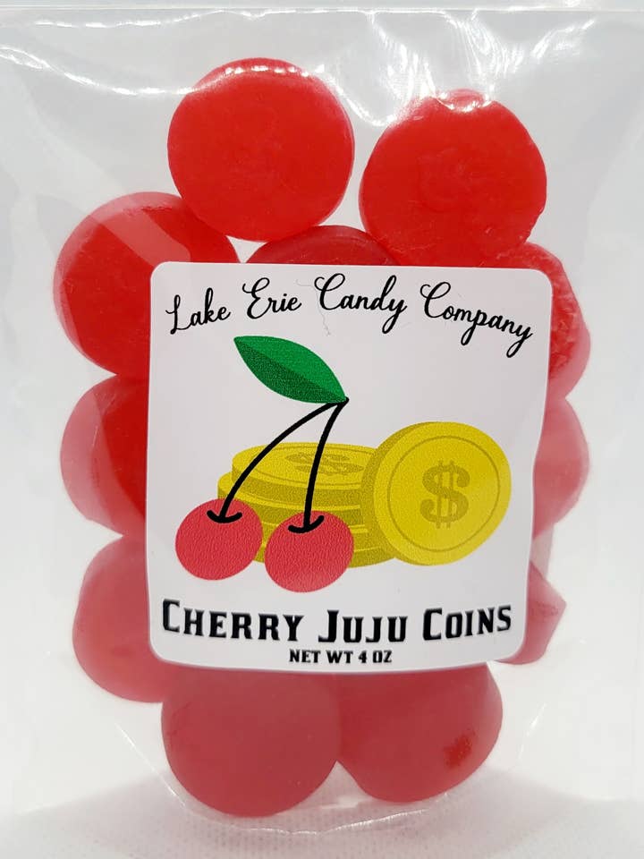 Cherry Juju Coins for wholesale by Lake Erie Candy Company