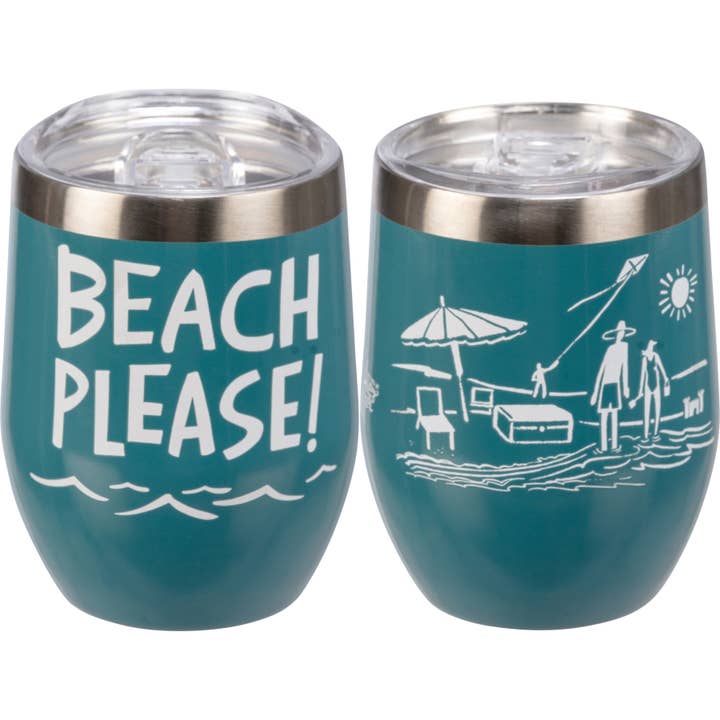 Primitives by Kathy - Wholesale Wine Glass - Beach Please Wine Tumbler