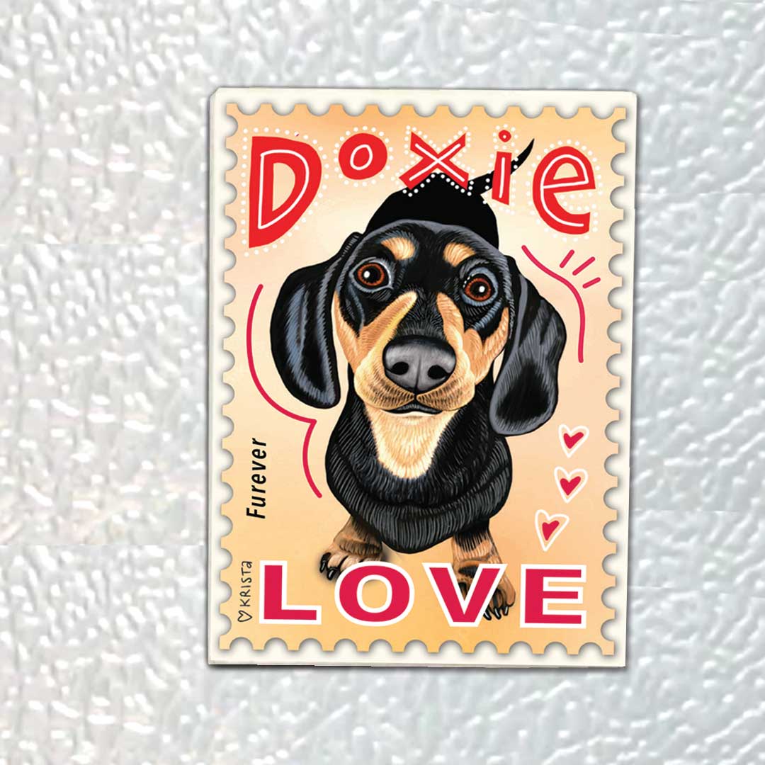 Retro Pets - Wholesale Magnet - MPO-DA Magnet 4-pack, Dachshund (B/T) LOVE2