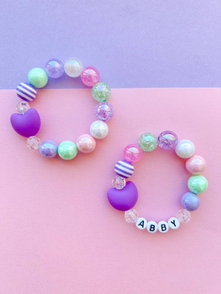 Valentine Purple Silicone Heart Kids Charm Bracelet for wholesale by The Rainbow Mermaid
