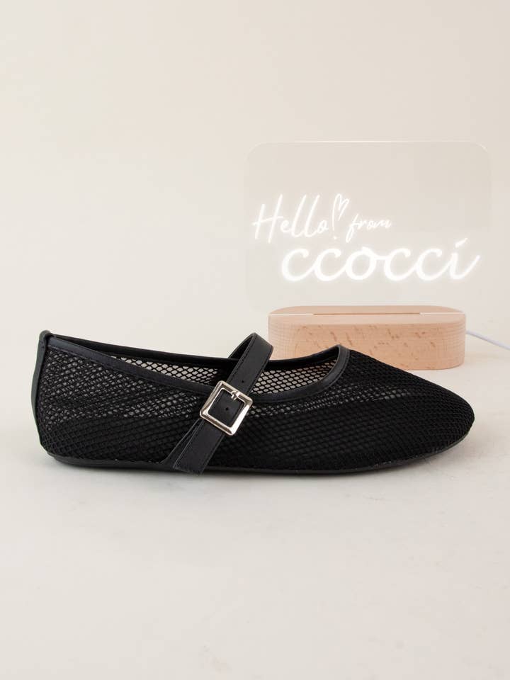 CCOCCI - Wholesale Flats - Women's - NANAMI-04 ALL OVER MESH MARY JANE BALLET FLATS