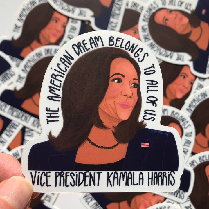 Kamala Harris Sticker The American Dream Belongs to All for wholesale by Debbie Draws Funny