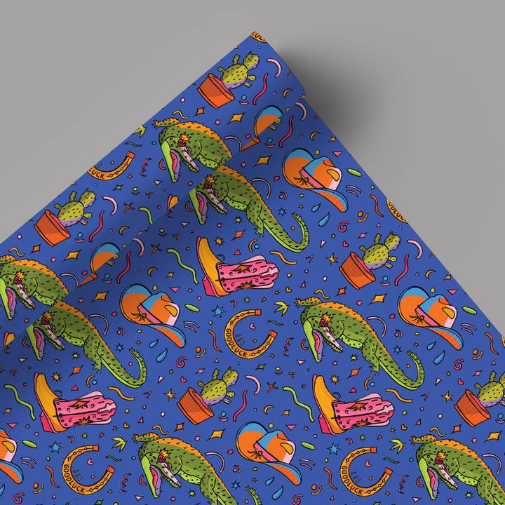 Texas Cowboy Wrapping Paper for wholesale by Freya Niamh