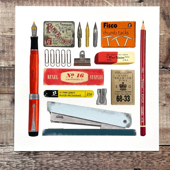 Vintage Stationery - limited-edition, giclee print for wholesale by Design Smith