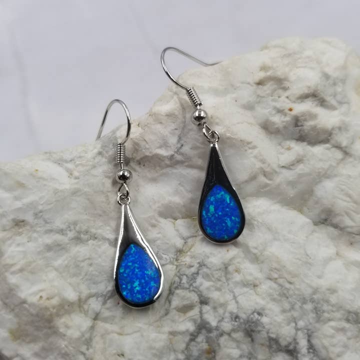 The Pretty Jewellery - Wholesale Dangle Earrings - Blue Opal Earrings
