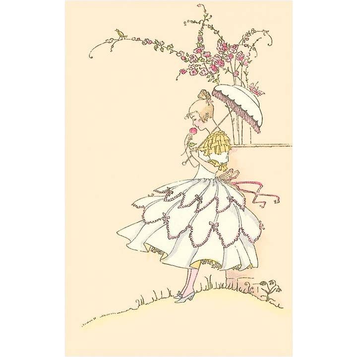 Found Image Press - Wholesale Stationery/Notecard Set - Greeting Card GD-69 Woman with Parasol Smelling Flower