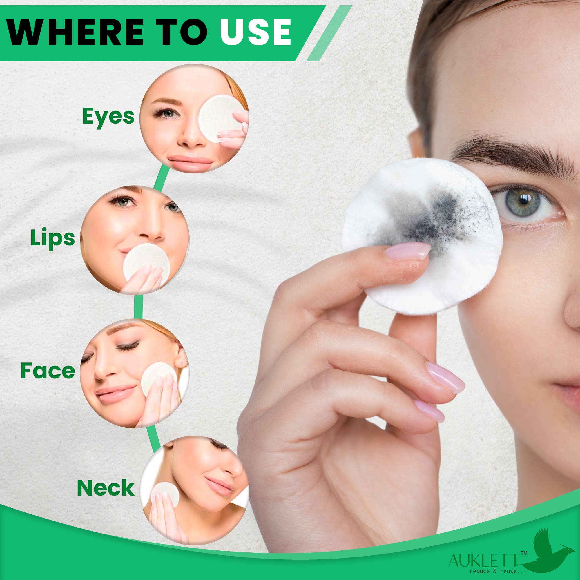 Auklett – Engroshandel Makeupfjerner – Bambus Makeup Remover Pads (hvid)10