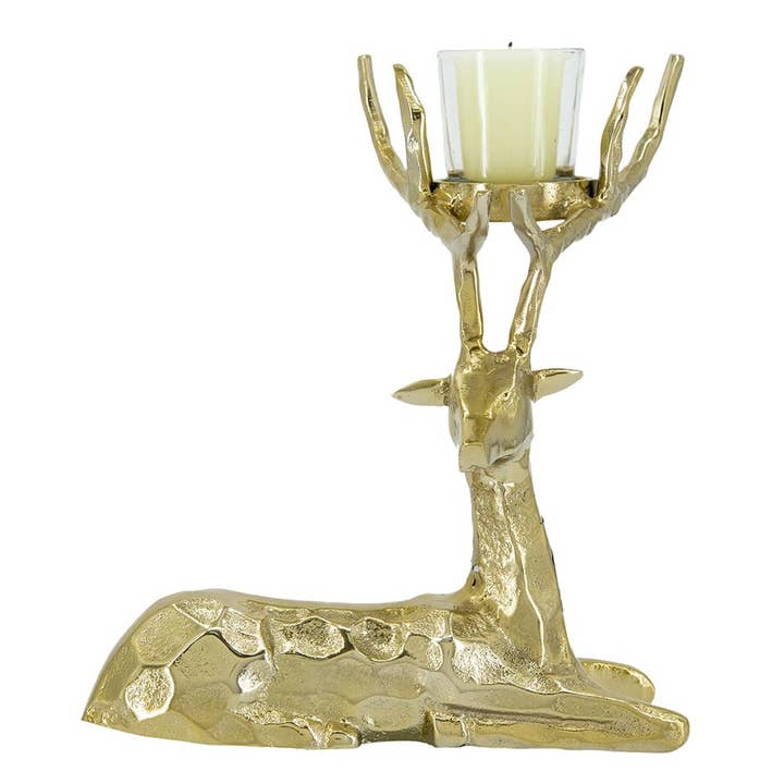 8.5x6x10" Reindeer T-Light - Gold for wholesale by A&B Home Group Inc.