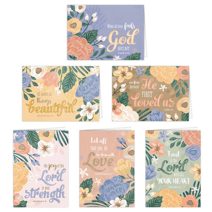 Floral All Occasion Christian Greetings, 24 Cards per Set for wholesale by Gotcha Covered