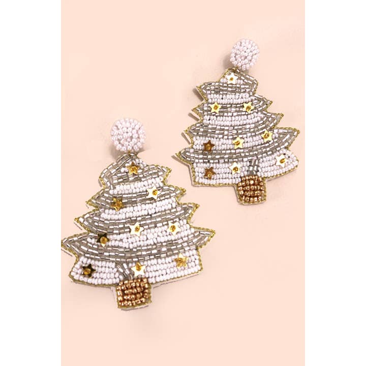 JOSSLYN by wall to wall - Wholesale Dangle Earrings - CHRISTMAS TREE HOLIDAY SEEDBEAD EARRINGS | 91E085120