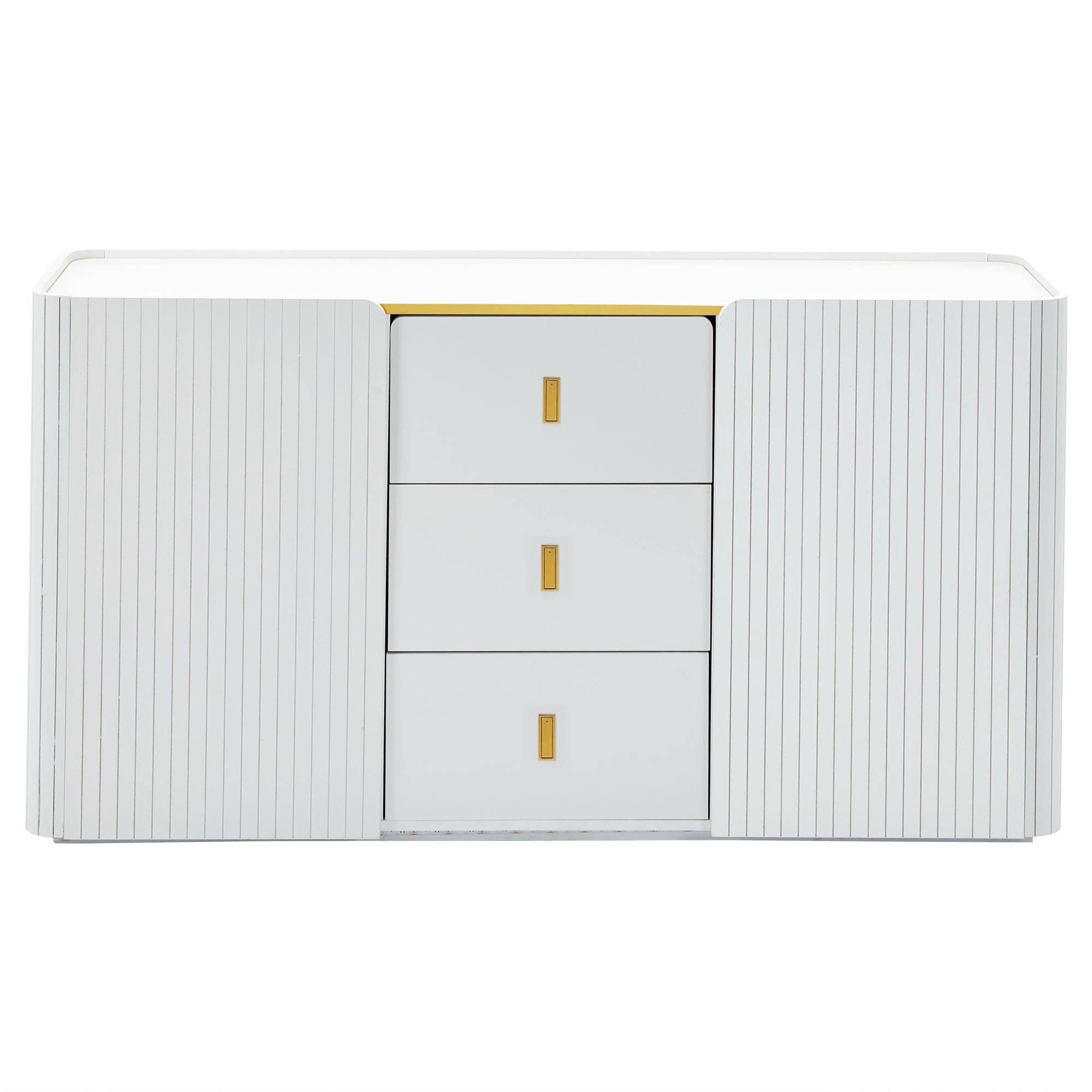 Urban Meuble – Aparador por atacado – Buffet branco elegante 2 portas, 2 gavetas com iluminação LED 150*35*80cm KRAUDREL51