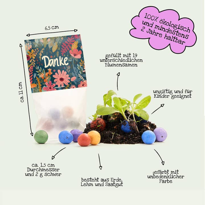 TDJ Stadtgärtner GmbH - Wholesale Plant Seeds - 5 flower marbles in a glassine bag - “Thank you”5