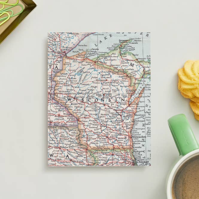 Vintage Wisconsin Map Postcard – 4x6" Paper Souvenir Gift for wholesale by Daisy Mae Designs