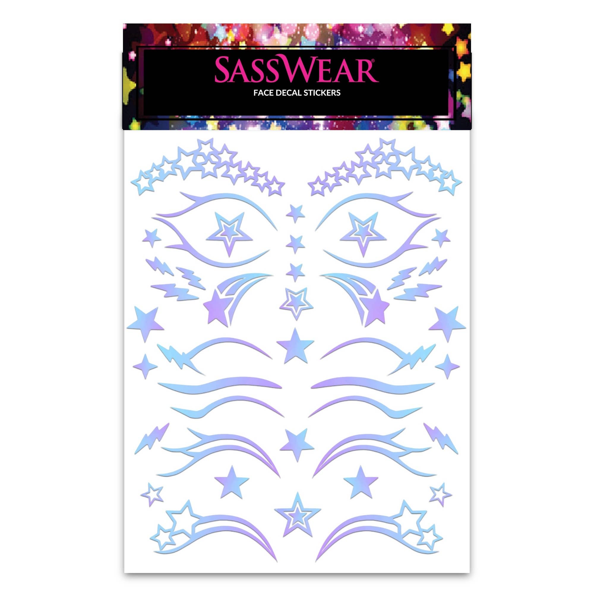 Sasswear - Wholesale Body Glitter/Shimmer - Festival Face Decals- Stars/Holographic1