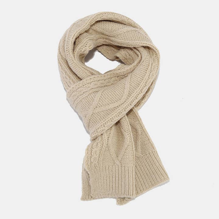 Dipped Shop - Wholesale Winter Accessory Set - Women's - Solid Color Twist Simple Knit Hat & Scarf Sets DPHS034224