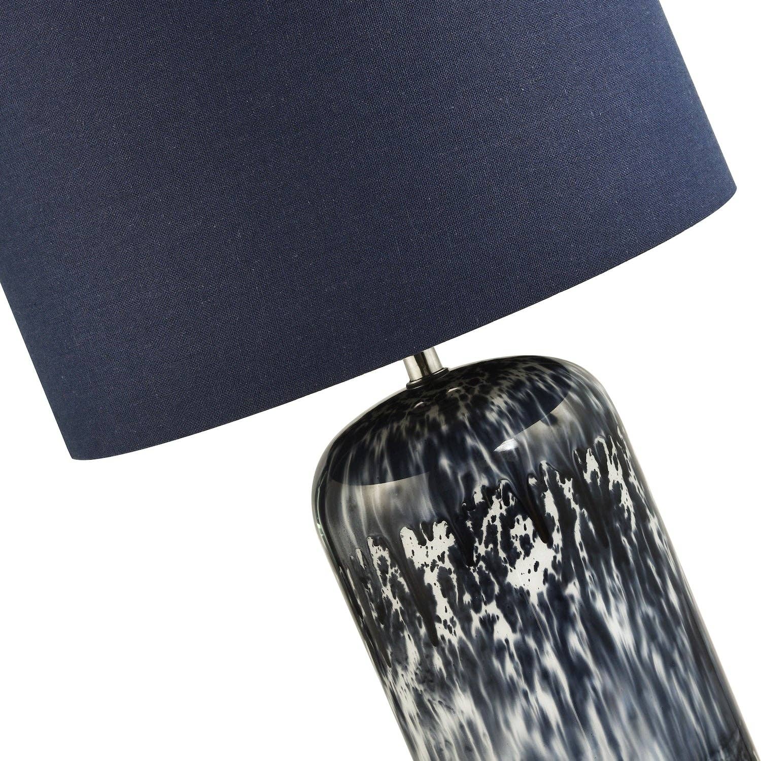 Happy Homewares – wholesale Accent/desk lamp – Modern Navy Blue and Smoked Grey Marble Snowflake Glass Table Lamp with Shade1