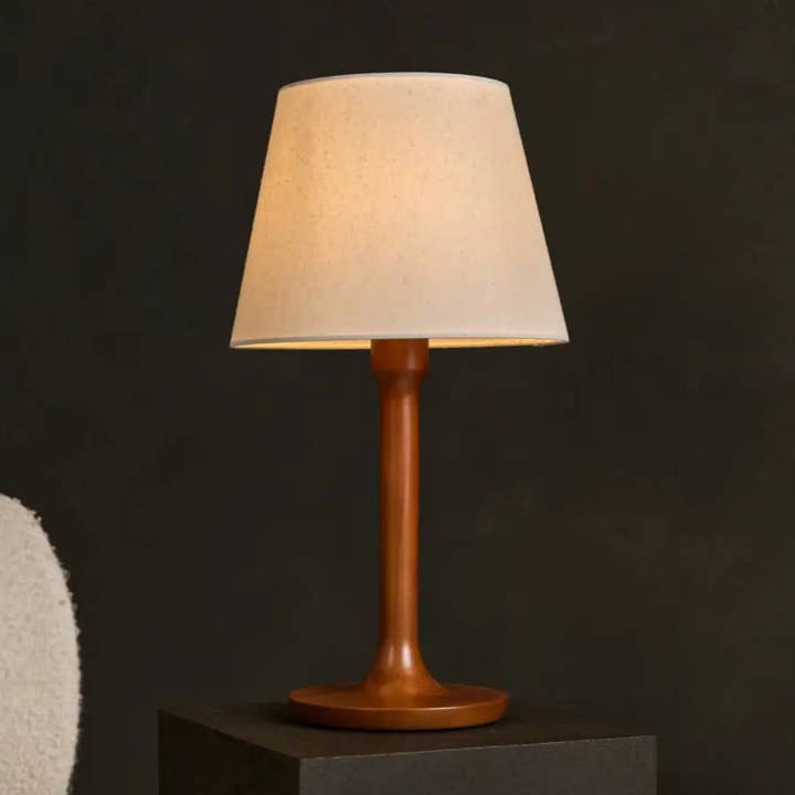 Nova Chestnut Brown Lamp with Wooden Base | Stylish Living Room & Bedroom Lighting for wholesale by Tavellio