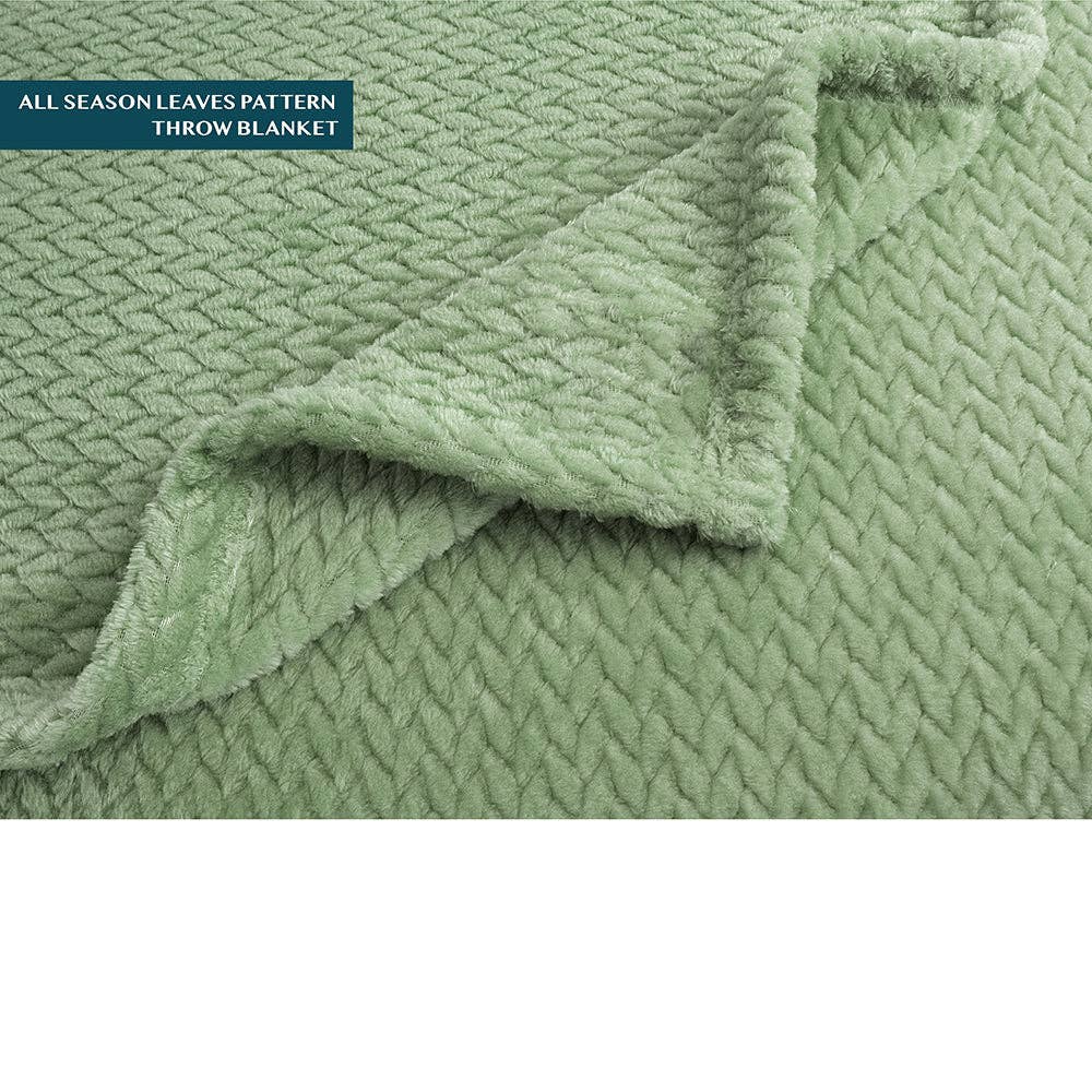 Pavilia – Manta para sofá por atacado – Cobertor de fleece texturizado com estampa de folhas3