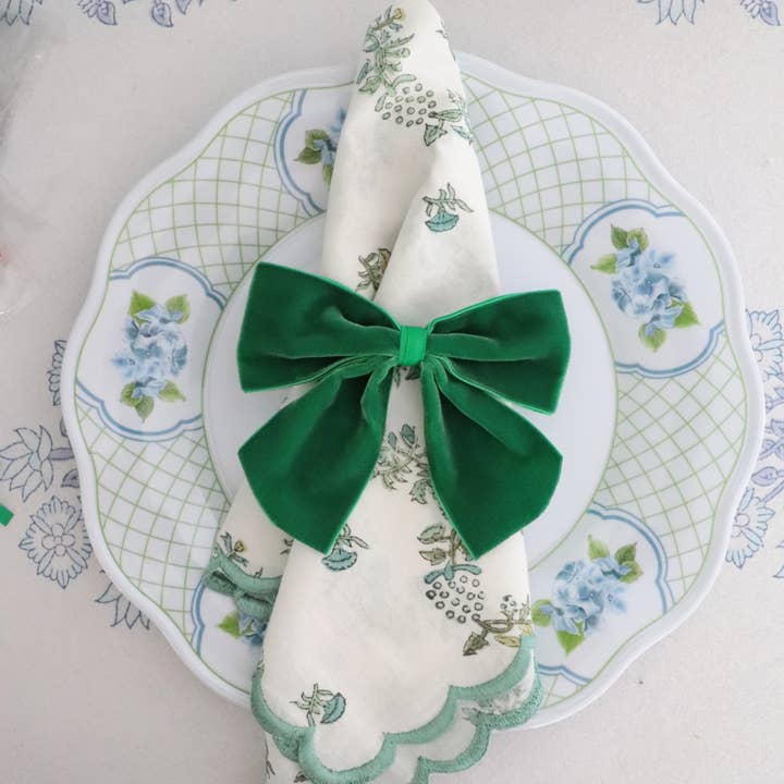 Pretty Homestyle - Wholesale Napkin ring - Light Green Velvet Napkin Bow ( Set of four)1