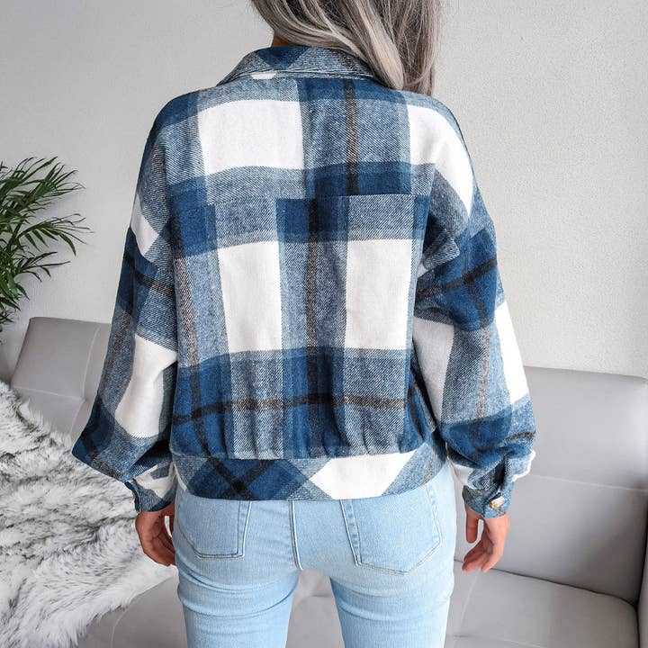 Masyal - Wholesale Shirt Jacket/Shacket - Women’s - Autumn and winter plaid lantern long sleeve jacket for women7