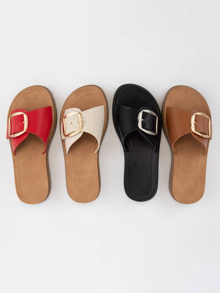 POLIURETANO NEGRO SANDALIAS SEMIPLATAFORMA CON CORREA GRANDE Y HEBILLA DELIGHT de venta al por mayor en Faire7