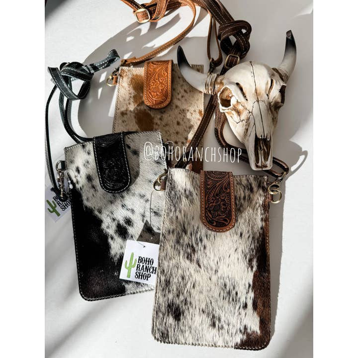 Boho Ranch Shop - Wholesale Crossbody Bag - Women's - HAYDEE PHONE CROSSBODY mobile Western Tooled Leather Cowhide