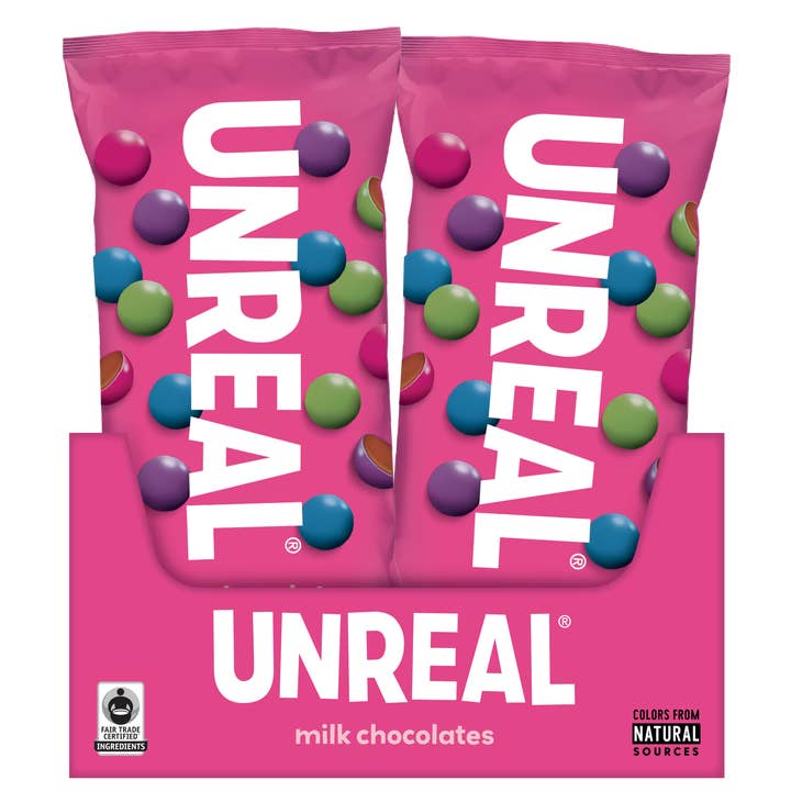UNREAL - Vente Friandises enrobées de chocolat - Gems au chocolat au lait, format collation - 12 unités