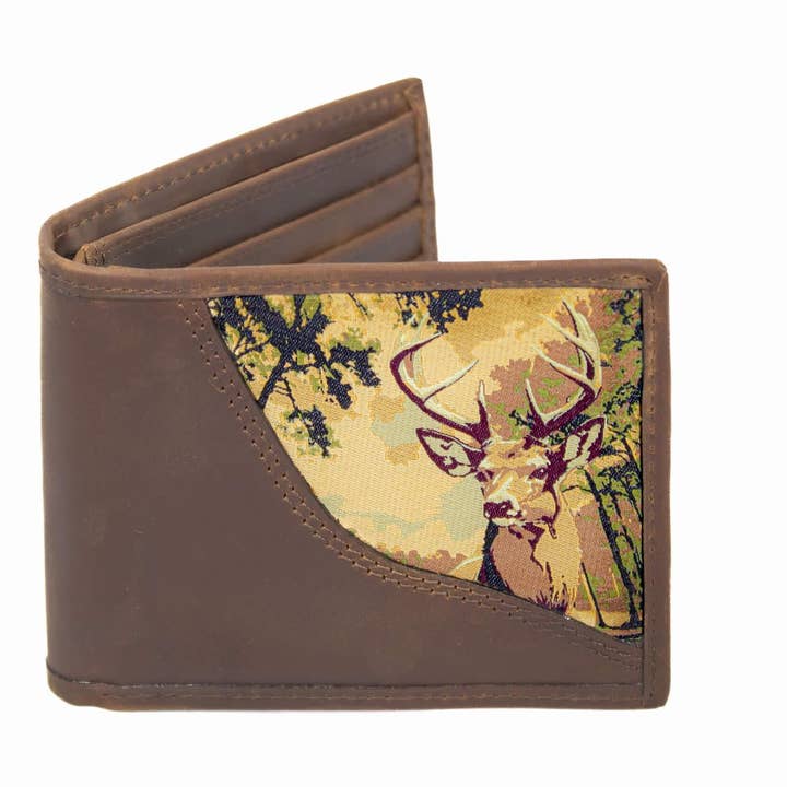 Buck Men's Bifold Woven Patch Leather Wallet. for wholesale by Zep-Pro