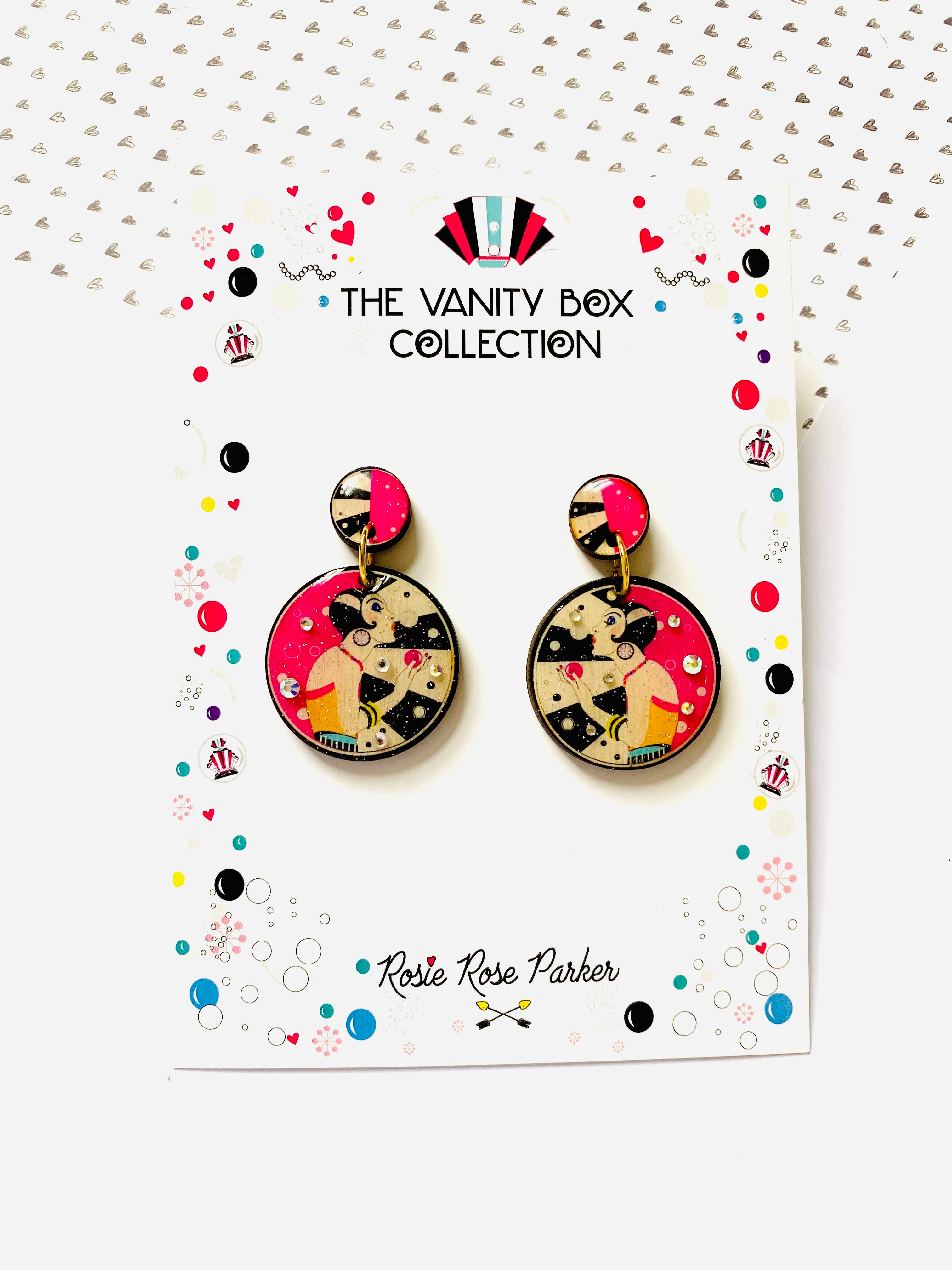 Rosie Rose Parker – wholesale Dangle earrings – retro statement earrings arty earrings colourful earrings4